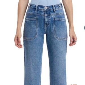 Verevet High Rise Tab Waistband Cuffed Slim Wide Jeans T6700 Size 29